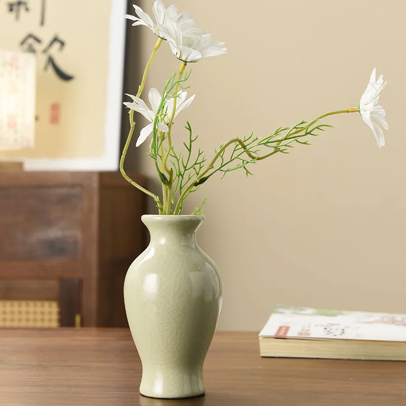 

China Jingdezhen luxury ceramics pottery handwork Vases Retro Ru kiln ceramic bottle home room decoration room decor Flower vase