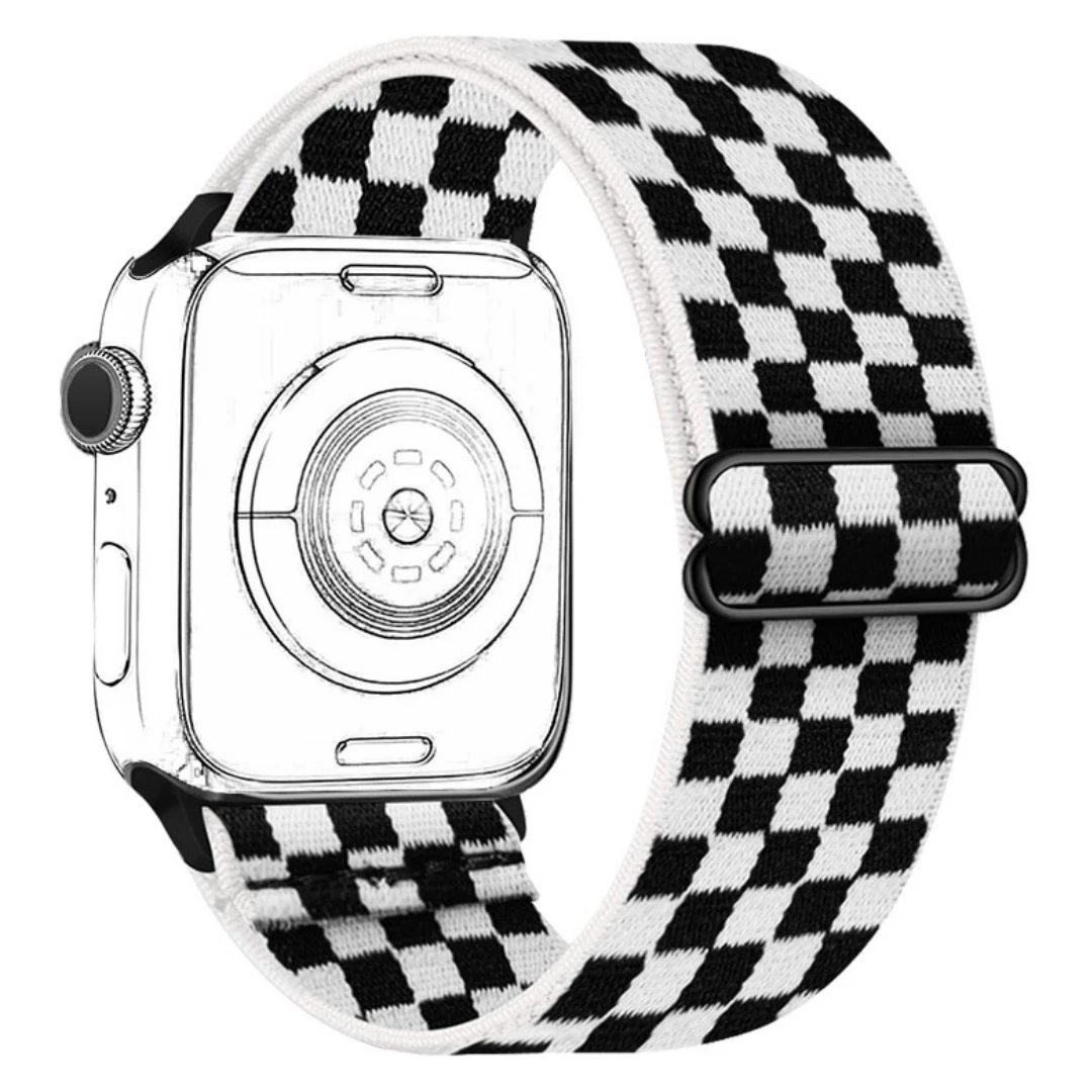 Adjustable Nylon Strap with Buckle Compatible with Apple Watch, Soft Stretchy Band for iWatch Series 10/9/8/7/6/5/4/3/2/1 SE