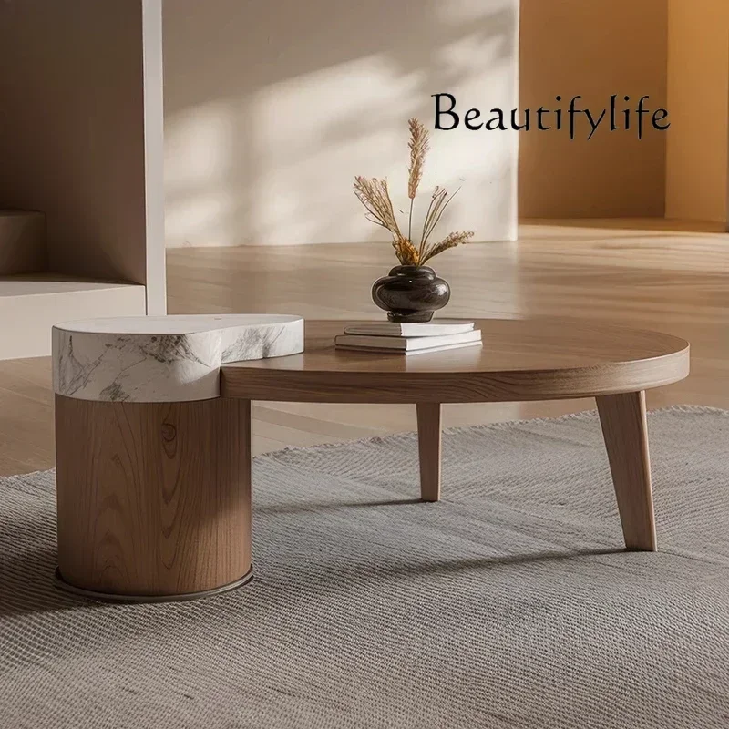 

N High-end living room coffee table wabi-sabi wind walnut color coffee table low table household