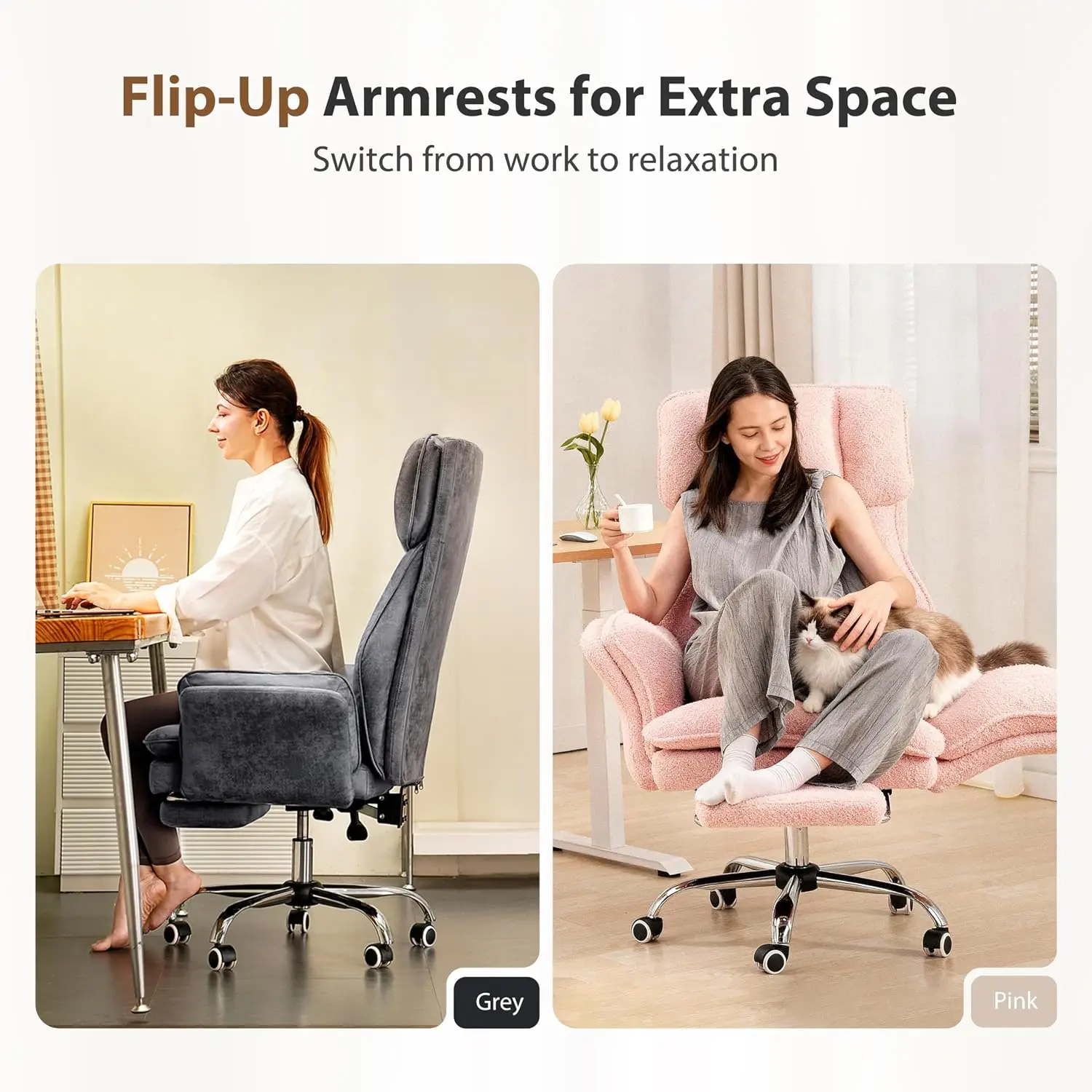 Big and Tall Office Chair, Flip Armrests for Pets & Cross Legged Sitting, Executive Ergonomic Computer Gaming Chair with Foot Re view 2