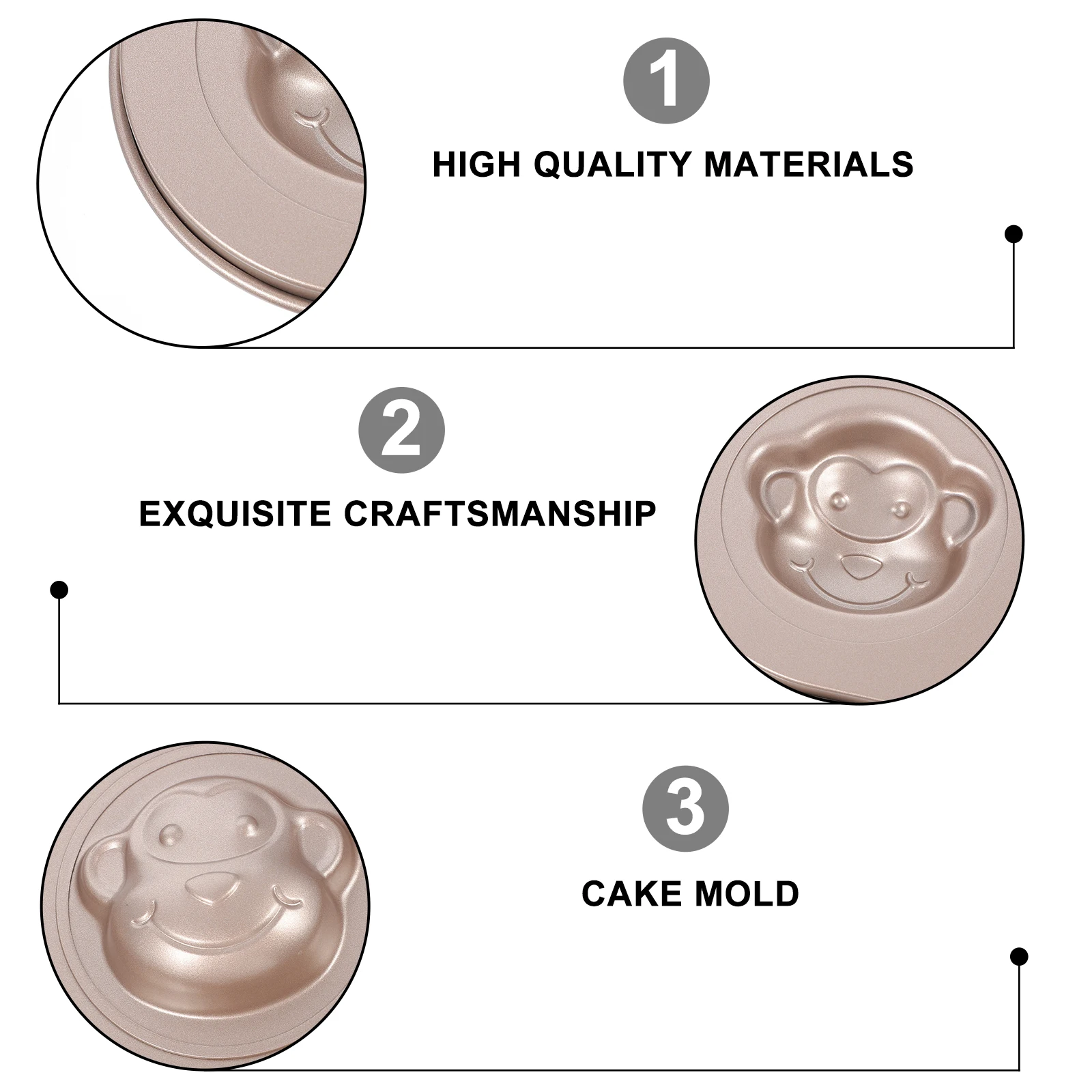

Monkey Cake Mold Cartoon Dinosaur Mould Cookie Donut Carbon Steel Baking Non Stick Coating Easy Demould Clean Rapid Heat