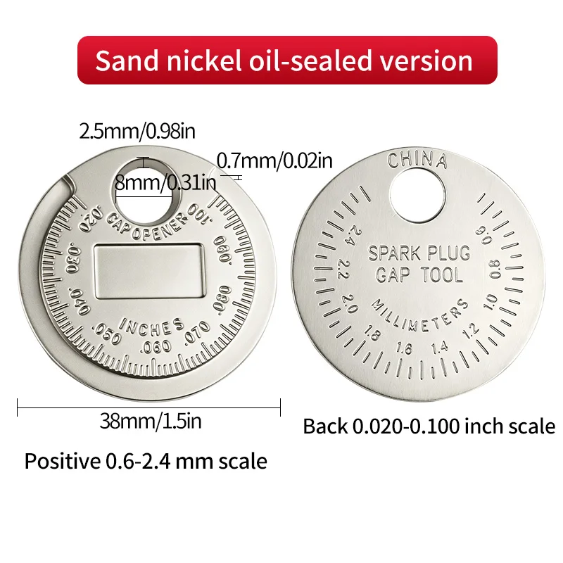 Cylindrical Spark Plug Gap Gauge Metric Imperial Dual Scale 0.6‑2.4mm Adjustment Measuring Tool for Car Motorcycle