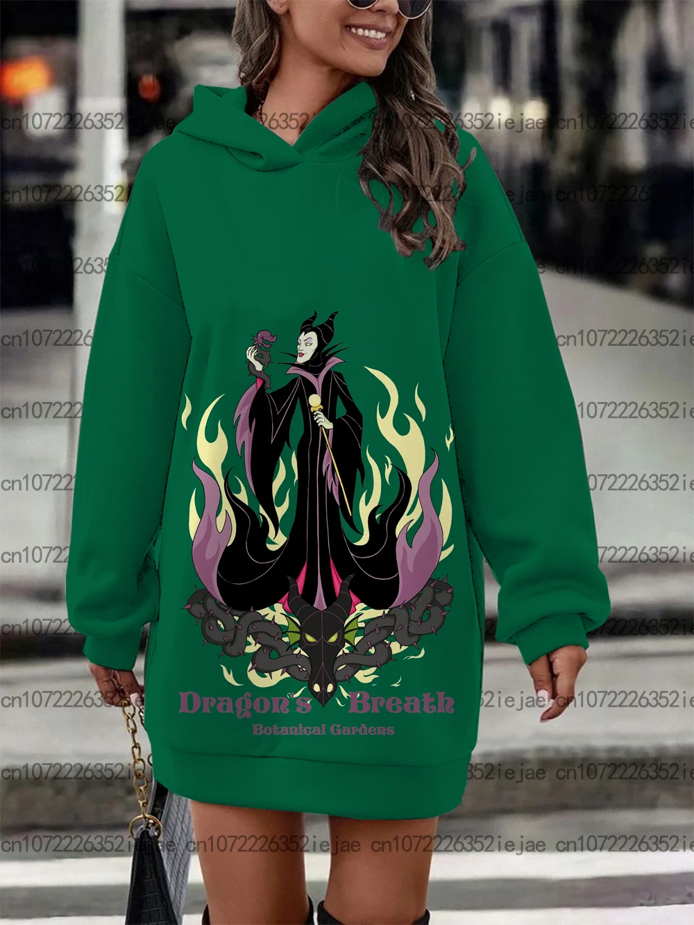 Lockeres All-Match-Pulloverkleid für Damen, Disney Sleeping Devil, klassisches Kapuzenkleid mit Aufdruck, Herbst- und Wintermode-Trend-Pullover