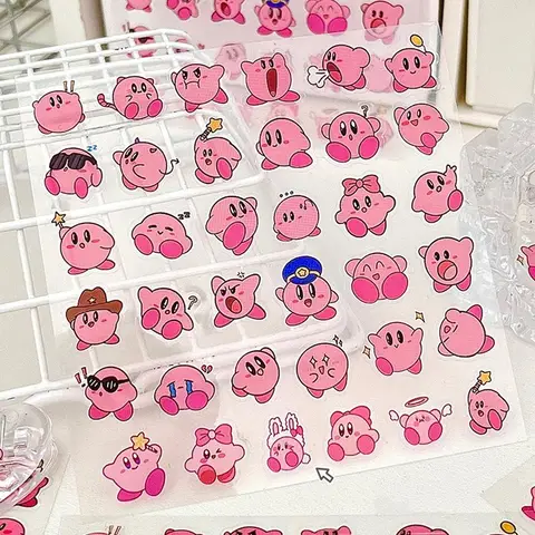 커비 스티커 방수 카와이 크리 에이 티브 DIY 일기 앨범 스크랩북 병 귀여운 애니메이션 장식 소녀 어린이 장난감 보상 데칼