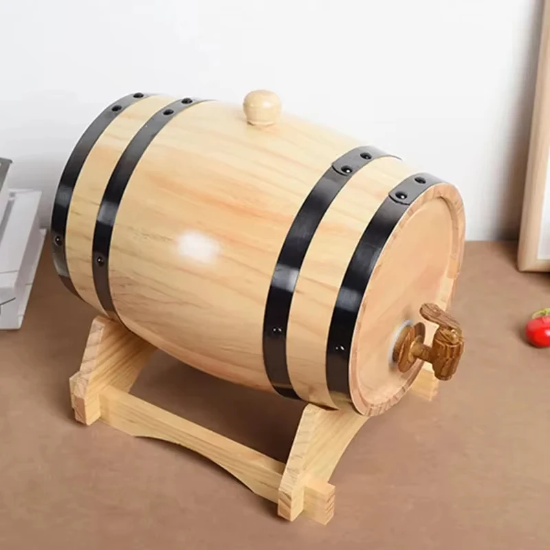 Wood Wine Barrel 1L/1.5L/3L Vintage Oak Beer Brewing Accessories Whiskey Storage Container Home Bar Decoration