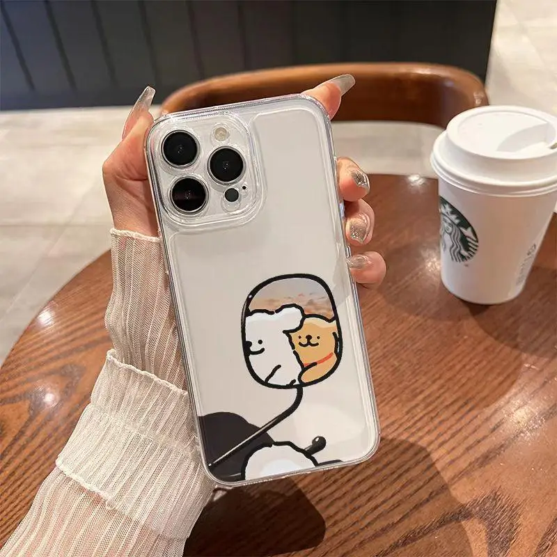 Couple Puppy Case for iPhone 16 casing 14 13 12 11 15 Pro Max Xs XR 8 7 Plus Shockproof Screen Protector cover