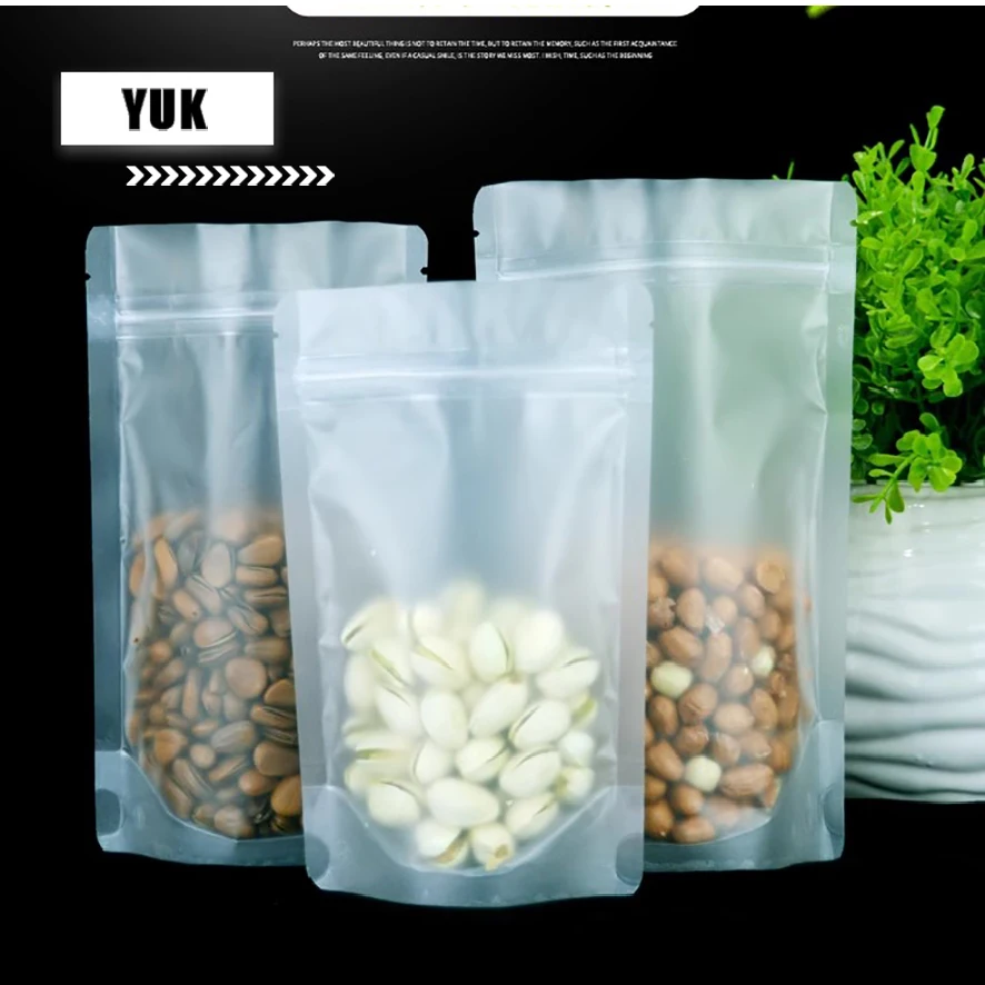 

Frosted Plastic Zip Lock Packaging Bag, Resealable, Stand Up, Snack, Coffee, Cereals, Corn, Beans, Beverage Storage Pouches