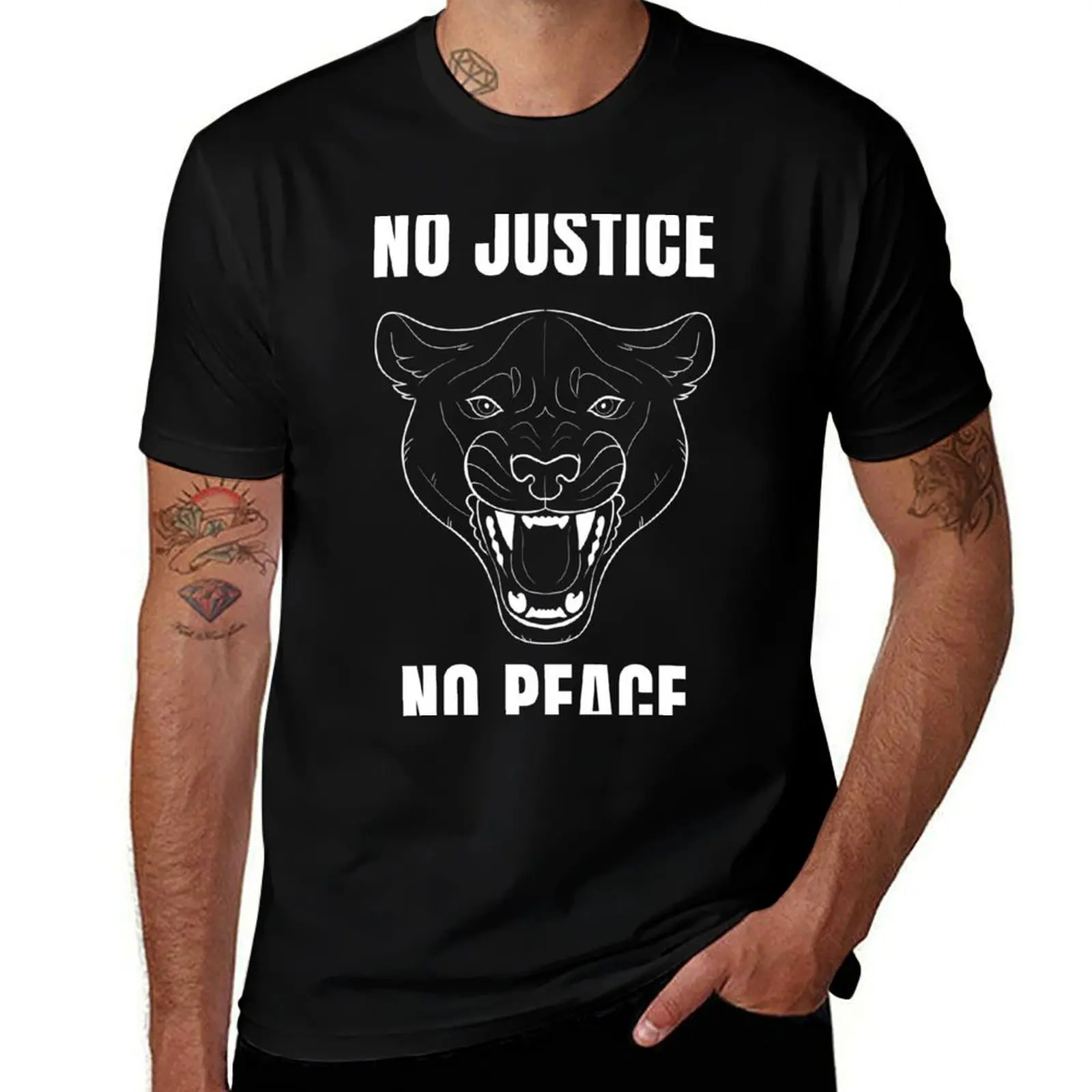 T-shirt No Justice, No Peace, t-shirt confortable à col rond basique