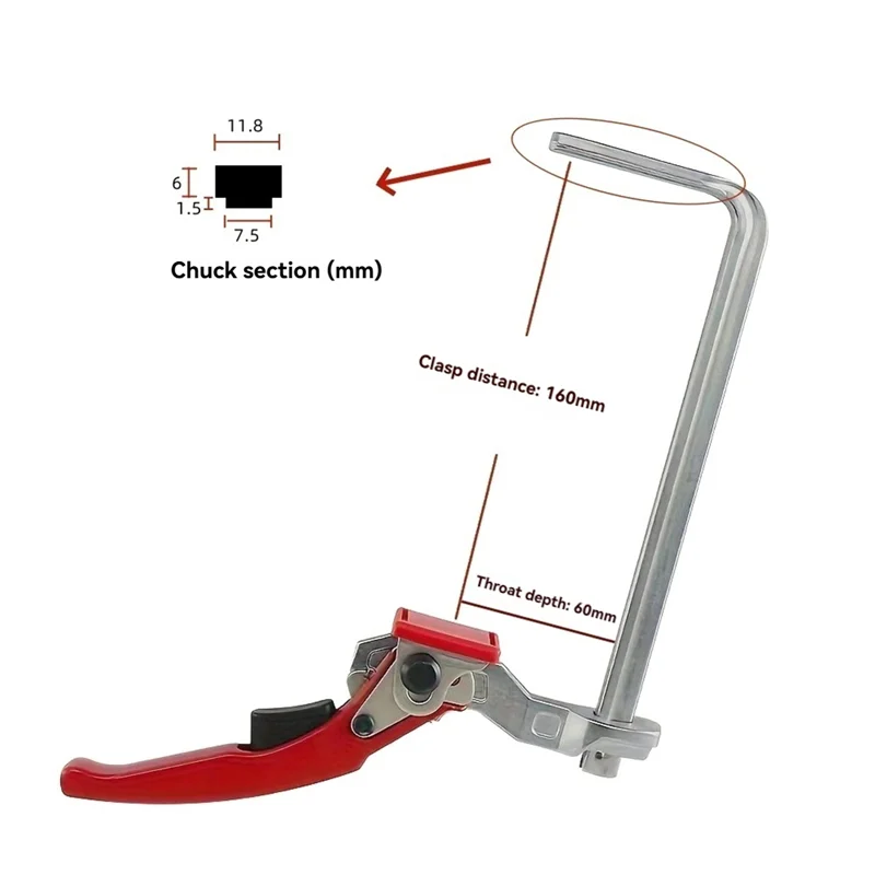 

AB41-160X60mm Quick Guide Rail Ratchet Clamp Woodworking F Clamp Quick Clamping For Guide Rail System Hand Tools