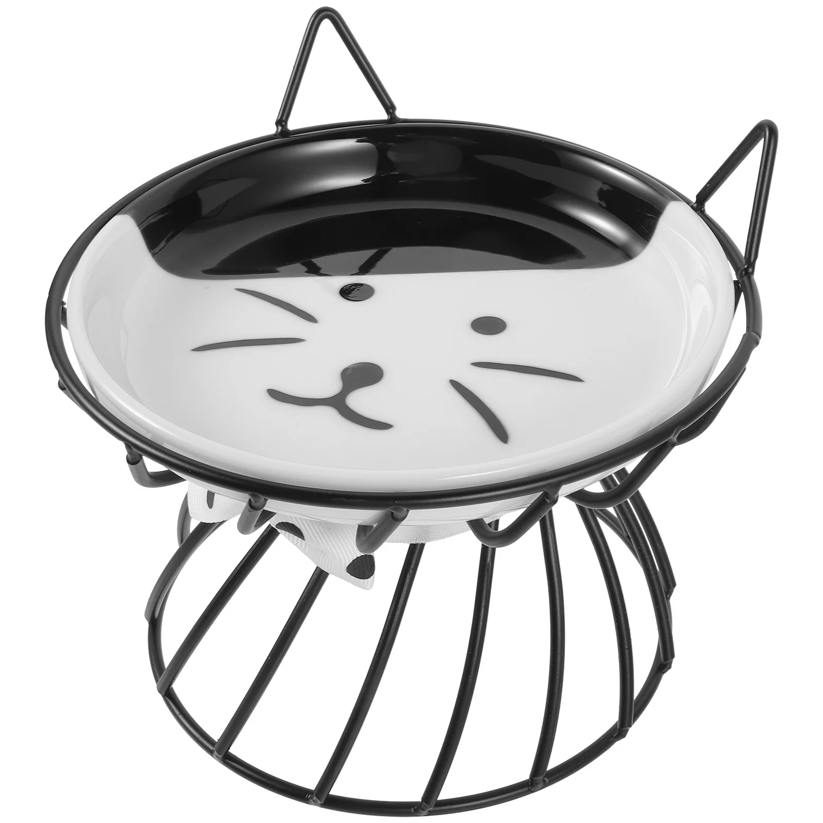 

Elevated Cat Bowl Ceramic Stand Anti Vomiting Raised Food Plate Indoor Cats High Hardness Portable Lightweight