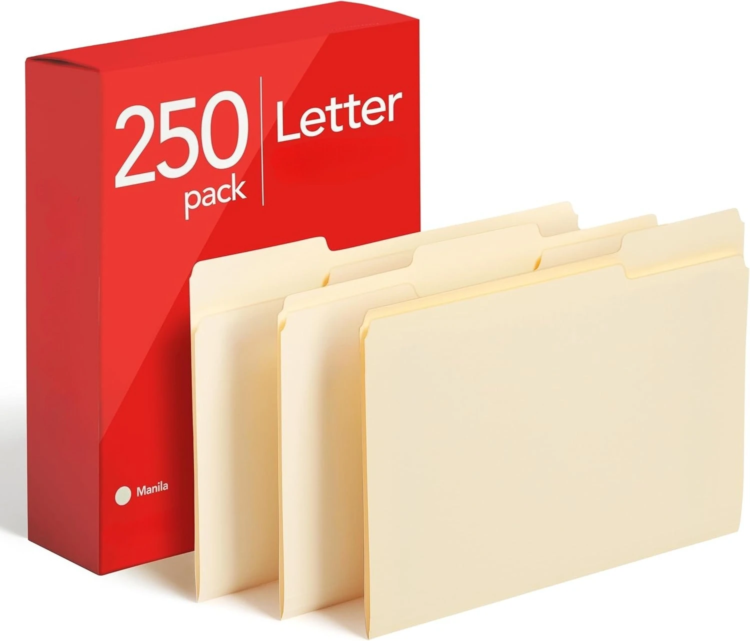 

File Folders, Letter Size, 1/3 Cut, Manila, 250 per Box