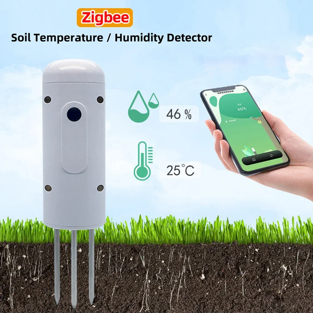 Tuya Zigbee Intelligent Wireless Soil Moisture Meter Temperature Humidity Tester Plant Monitor IP67 Detector for Garden Planting