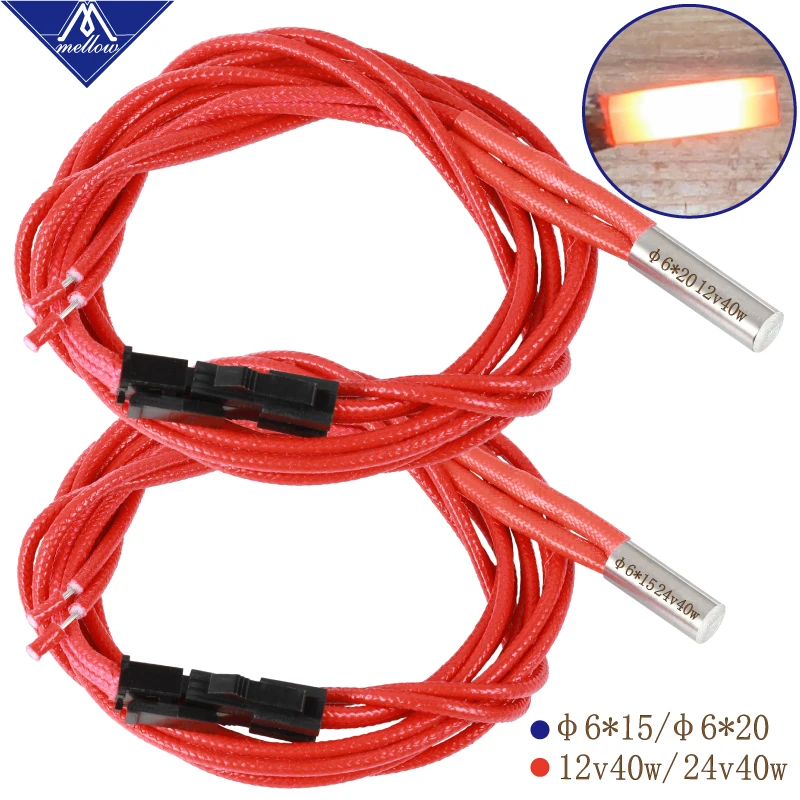 Mellow High Quality 6 * 15/20/30MM 12V/24V 40W Heating Tube 3D Printer Accessories