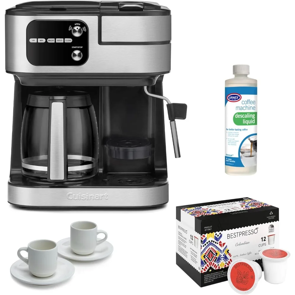 

Coffee Center Barista Bar 4-In-1 Brew Options Coffeemaker (Black) Bundle with Cup and Saucer Set, Roast and Descaling Liquid