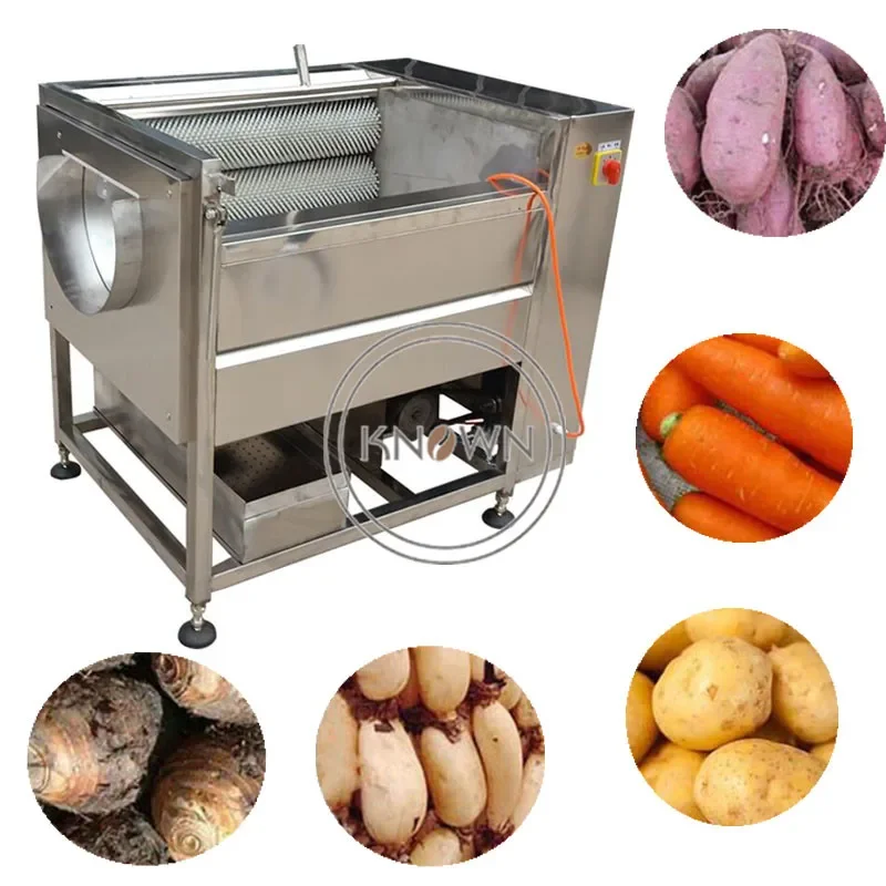 2022 300-500KG/H Fruit Vegetable Skin Peeler Ginger Electric Potato Carrots Sweet Cassava Cleaning Peeling Washing Machine