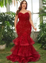 Robe de Soirée en Maille à Paillettes pour Femme, Tenue Élégante à la Mode, Grande Taille