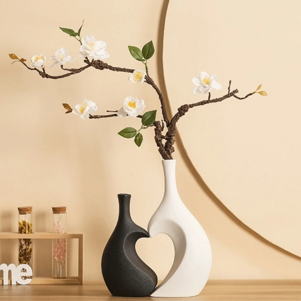 Ein Set Kreative Herzförmige Keramikvasen Elegante Hochwertige Unregelmäßig Geformte Vase Einfarbige Tischdekoration Wasserkultivierungsvase