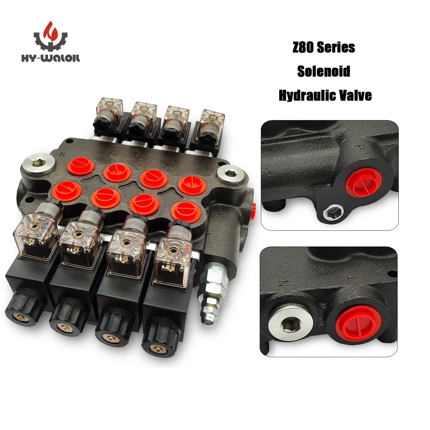 Hy-Waloil Z80 Series 12V DC 4 Spool Hydraulic Monoblock Solenoid Directional Control Valve