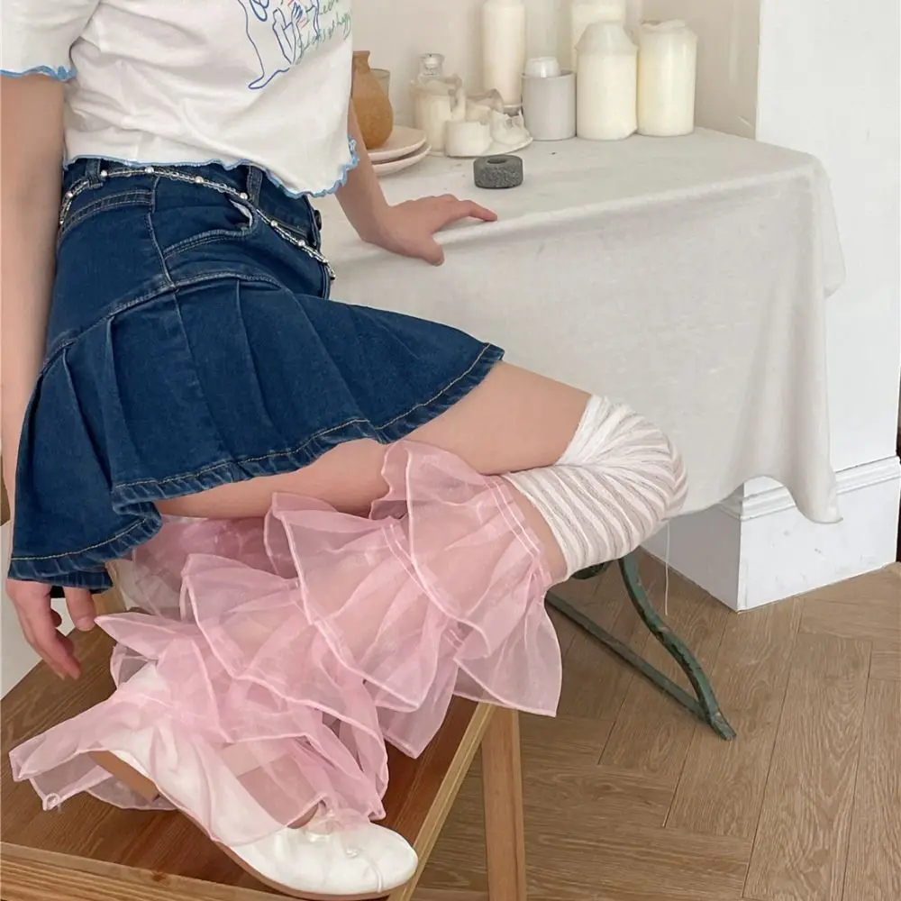 Lace Ruffles Lace Leg Warmers Soft Stretchy Mesh Design Ruffled Leg Warmers Multi-layer Delicate Stitching Stacked Socks