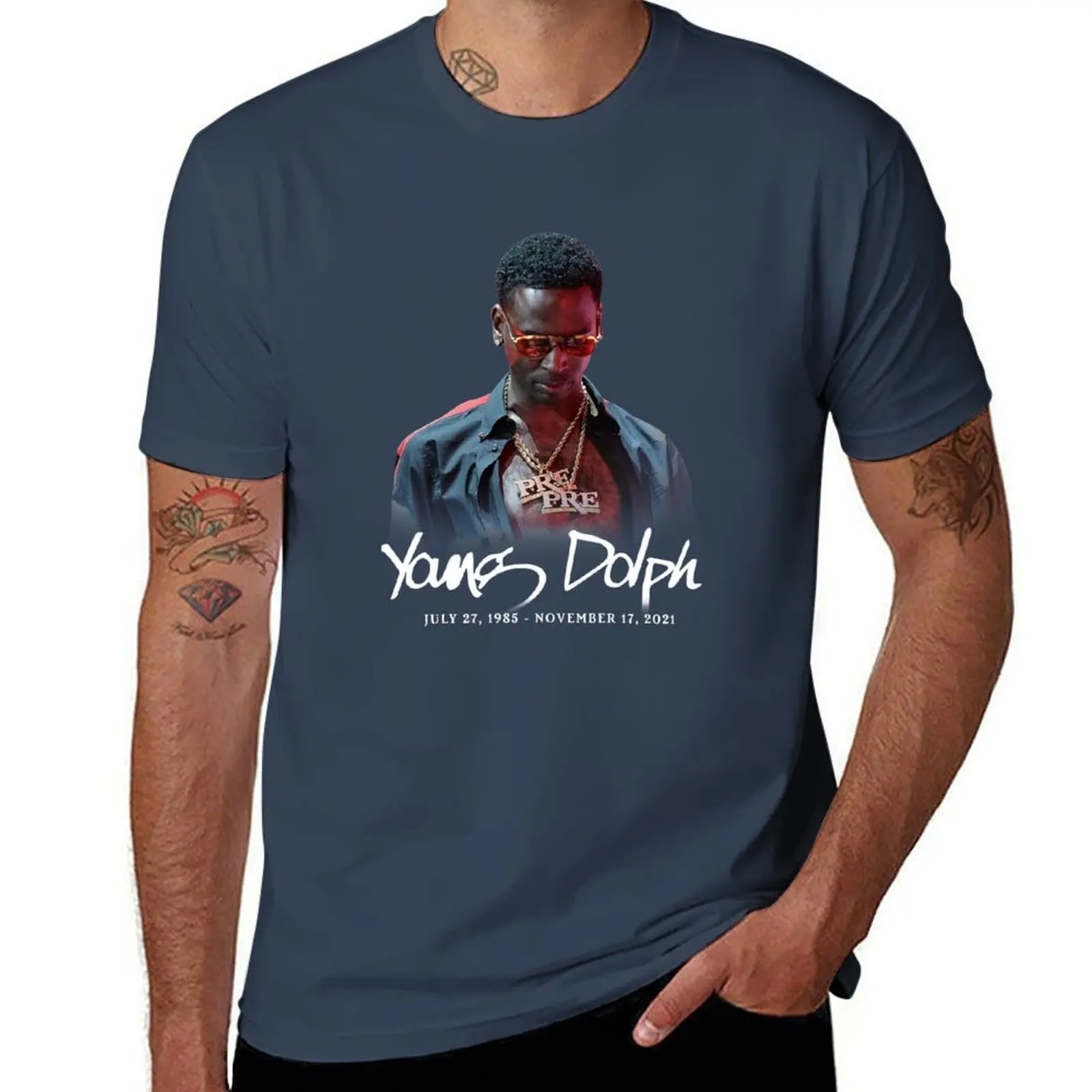 Young Dolph PRE Young Dolph T-Shirt Casual Light Summer Short Sleeve Top