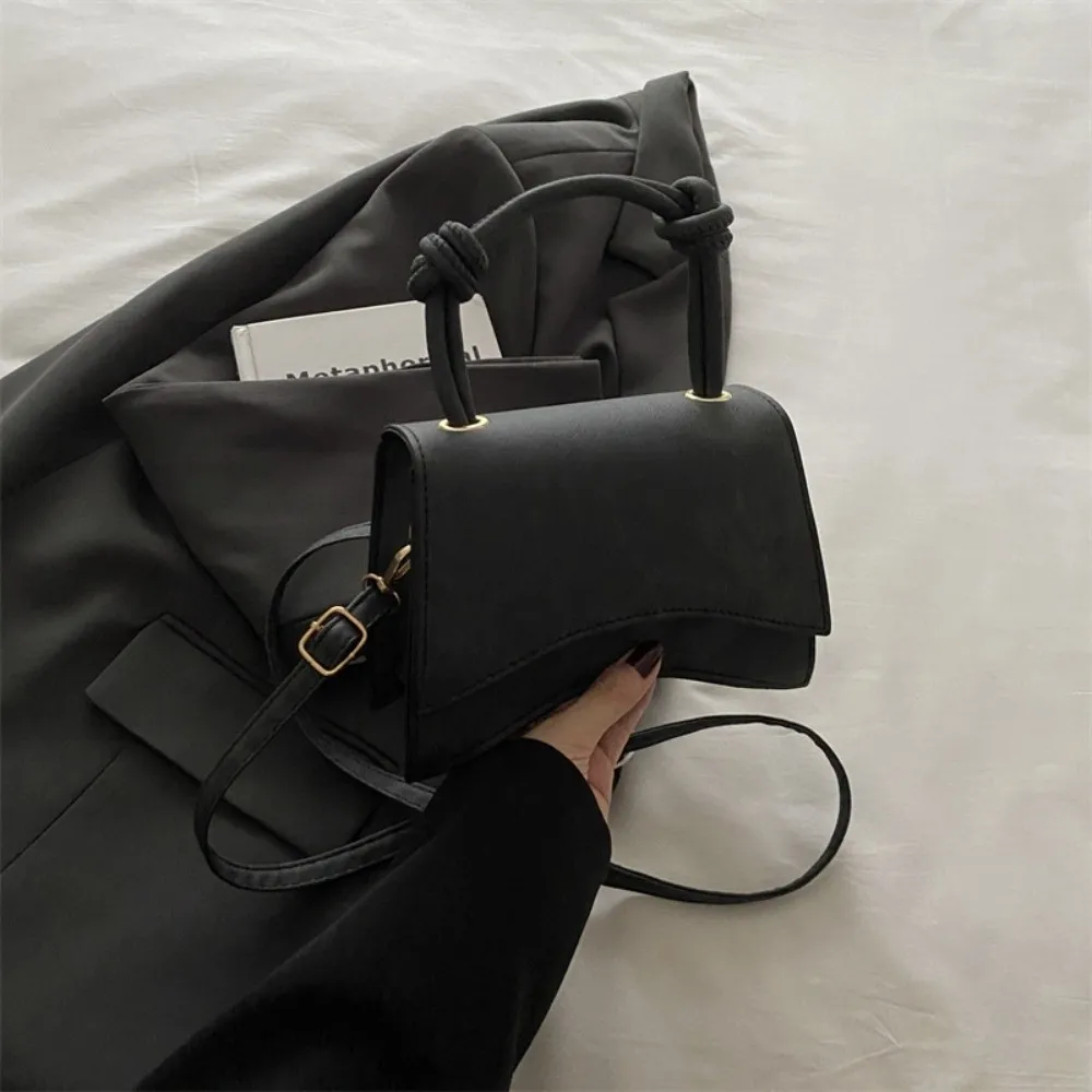 

Fashionable Adjustable Shoulder Bag Pure Color Large Capacity Crossbody Bag with Knotted Handles Square Bags Women