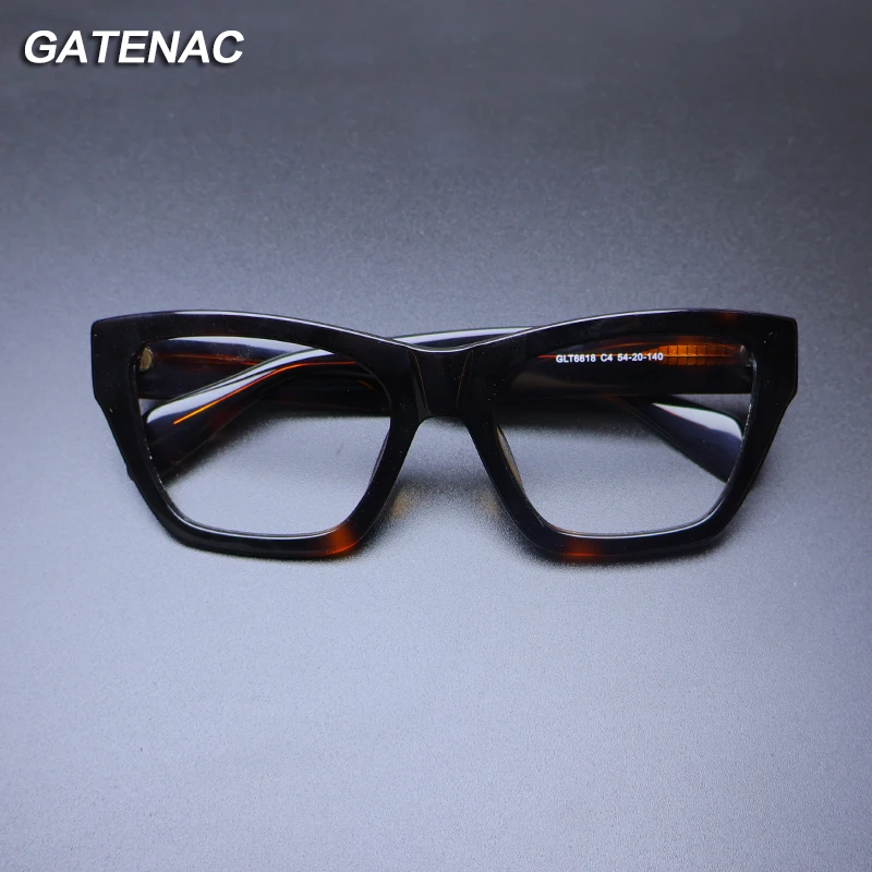 Gatenac Vintage Acetate Glasses Frame For Men Square Retro Myopia Prescription Big Eyeglasses Frame Women Luxury Brand Eyewear