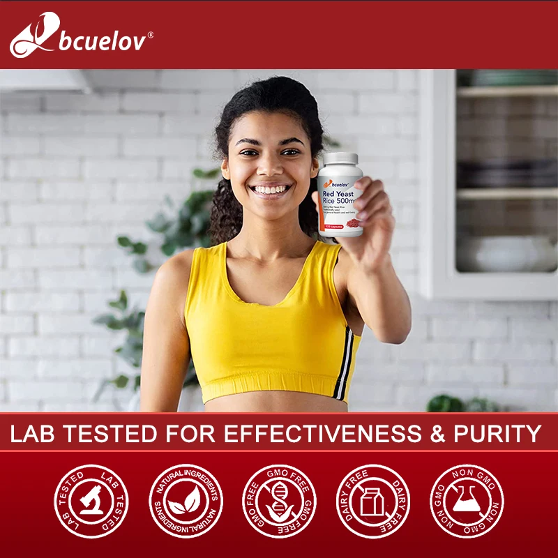 مكمل أرز الخميرة الحمراء - يدعم الكبد وجهاز المناعة وصحة القلب والأوعية الدموية، ويحسن الدورة الدموية ومضادات الأكسدة #6