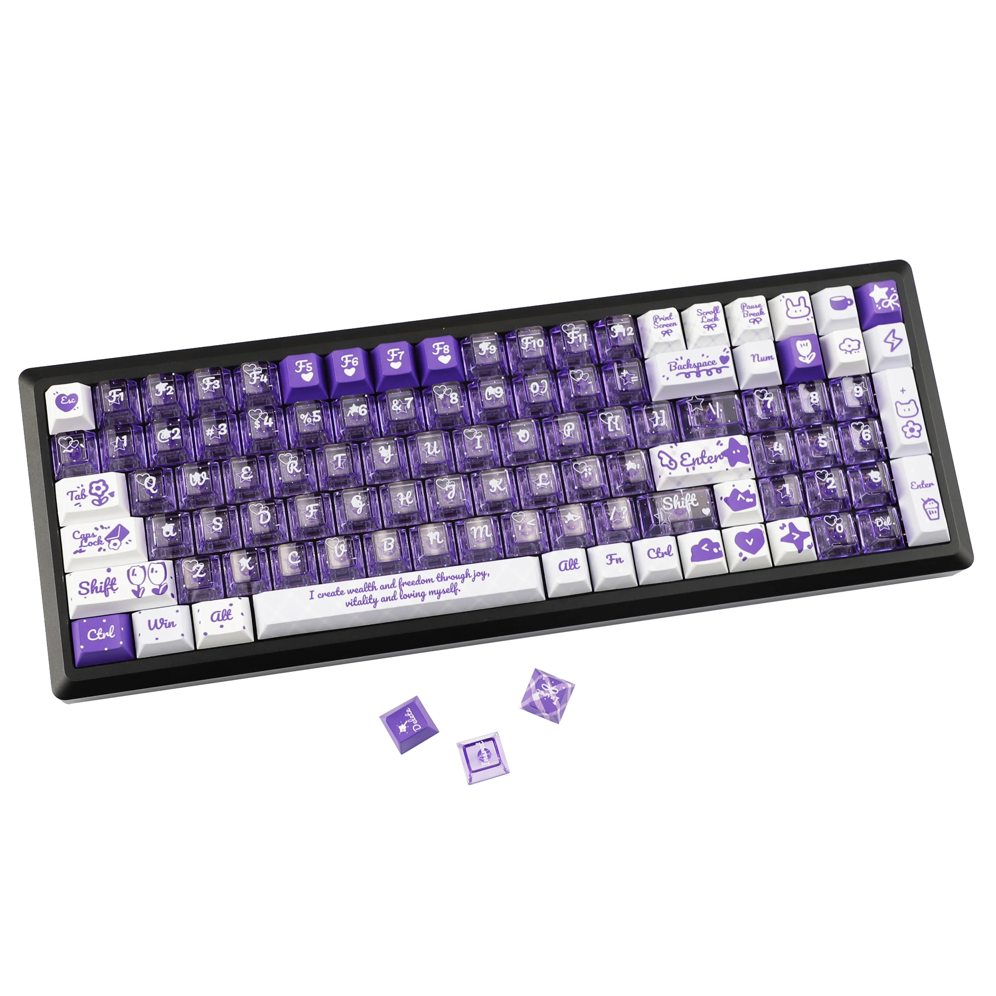 YMDK 172 Keys Summer Flower Field Theme Cherry Profile PBT+PC Dye Sub UV Shine Through Keycaps for MX Mechanical Keyboards