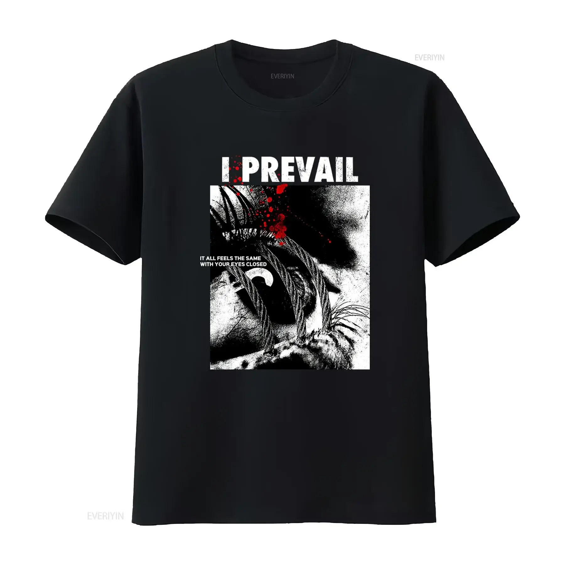 I Prevail Band T Shirt Metalcore Pop Metal Post Hardcore DTG Fashion Music Streetwear with Eyes Design vintage Washed