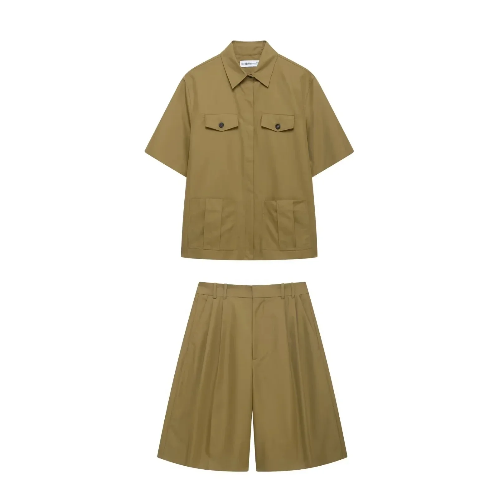 

New Mid Waist Casual Shorts Sets For Women 2 Pieces Fashion Short Sleeve Shirts Tops Women's Suit Two Piece Set Women Outfit