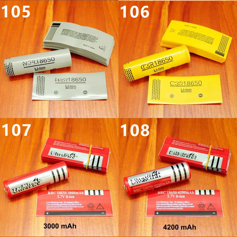 100 unids/lote piel de embalaje retráctil para batería de litio 18650 batería PVC película termorretráctil funda aislante piel de embalaje