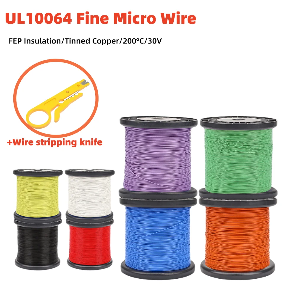 10/20/50M UL10064 FEP Wire 26/28/30/32/34/36/40AWG  Plastic Ultra Fine Micro Litz Wires Solder High Conductivity Copper Cable