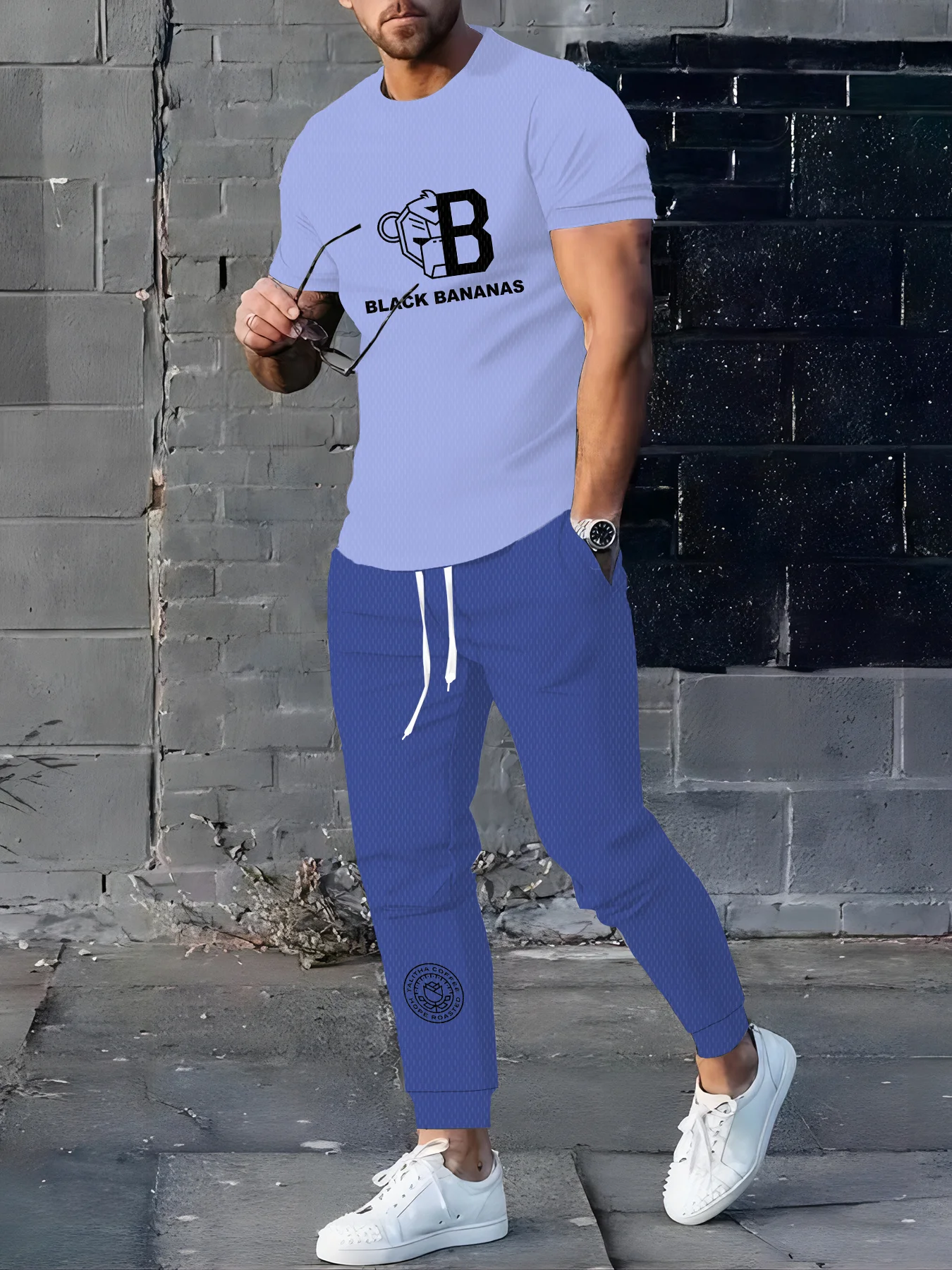 

Summer 2025 new men's suit round neck sporty casual fashionable and comfortable clothing