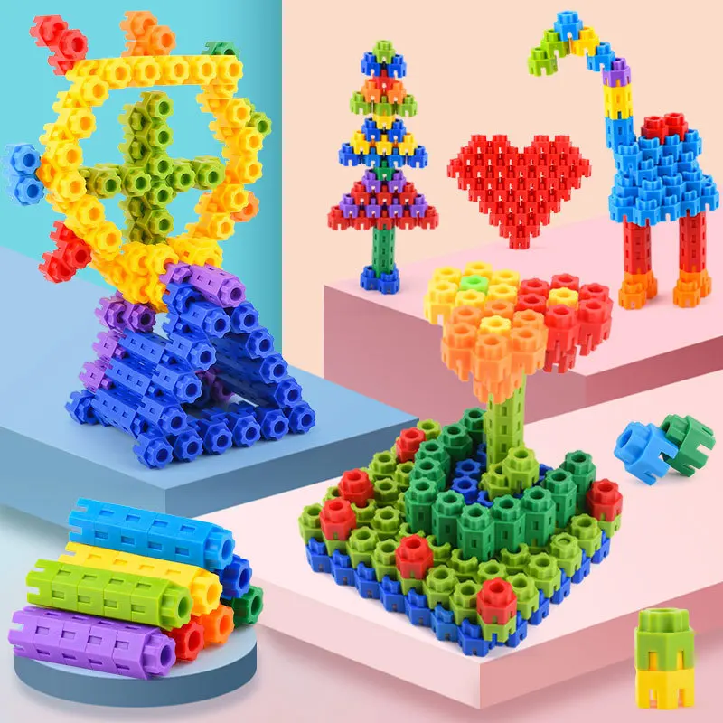 Hexagon Building Blocks Educational Puzzle Toys for Boys and Girls, DIY Imagination and Creation, Parent-child Interactive Games