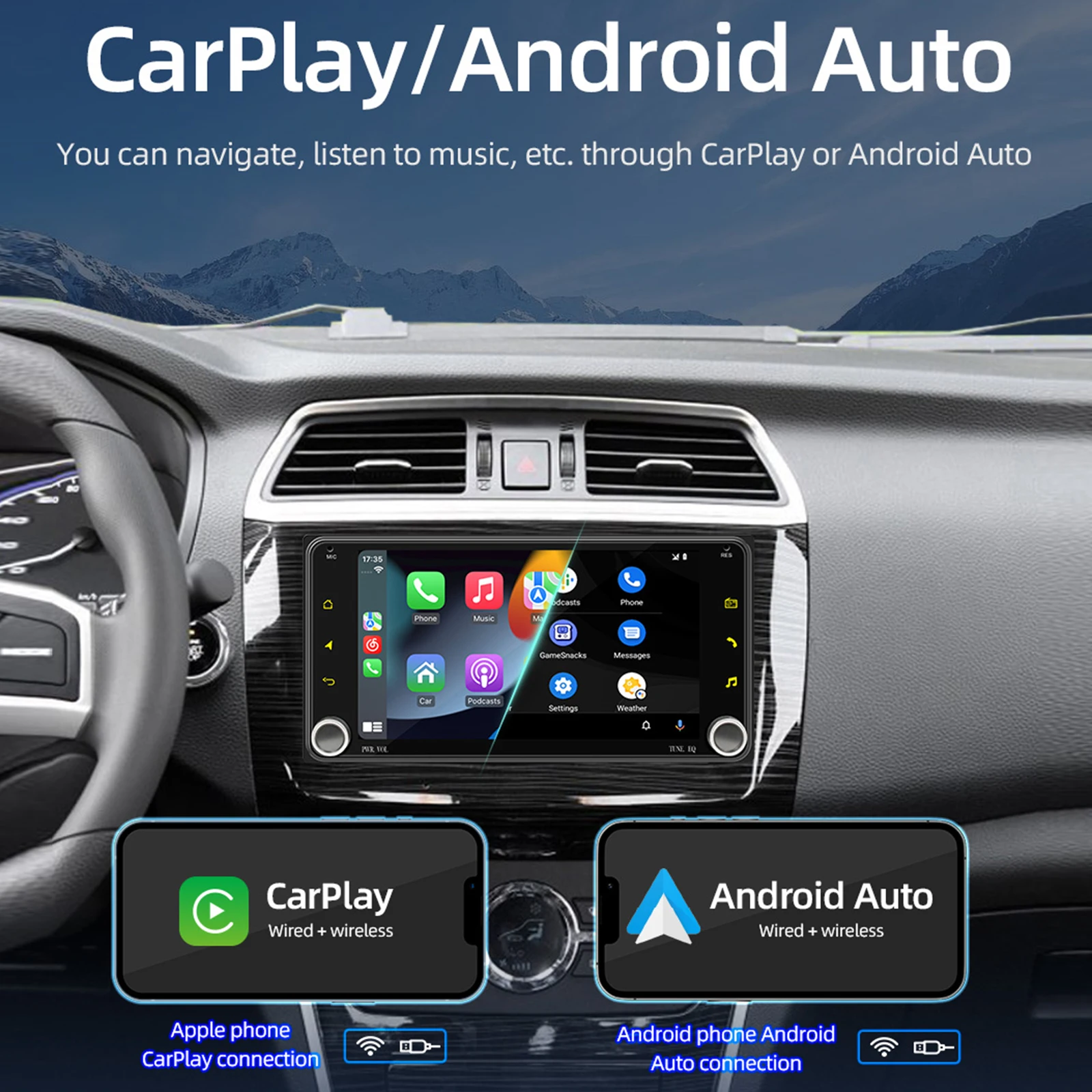 7'' Vehicle Mounted Gps Navigator Multimedia Player for Corolla Automotive Central Control for Toyota Wireless Carplay Android