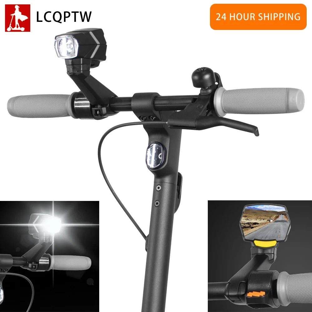 

2pcs/set Universal Electric Scooter Rearview Mirror Head Light with Handlebar Mirror Rear View for Xiaomi M365/pro for Max G30