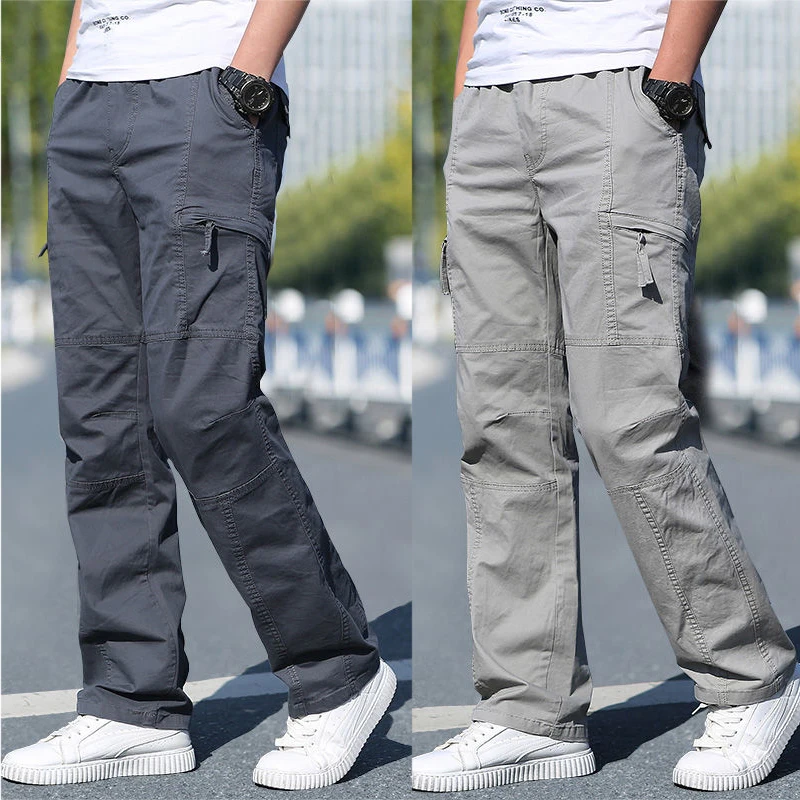 

Quality Men's Casual Cargo Pants Pure Cotton Multiple Pocket Tacitcal Pants Spring Autumn Outdoor Camping Hiking Work Pants