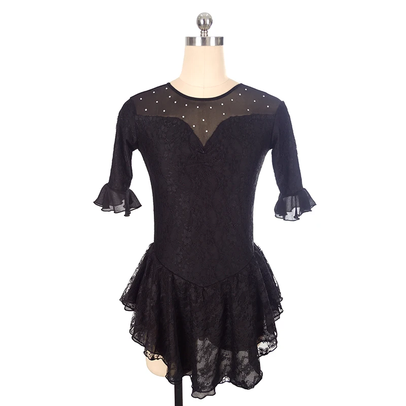 

Children's Figure Skating Competition Dress Women's Rhythmic Gymnastics Performance Lace Pagoda Sleeve Performance Dress Skirt