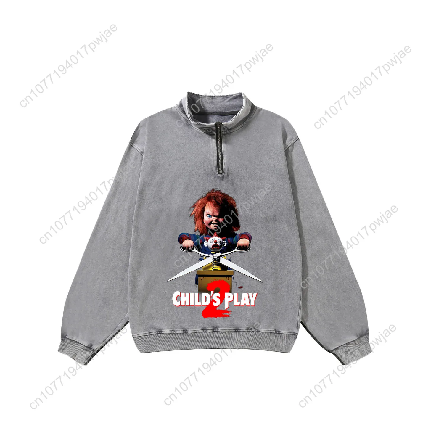Film horror Childs Play Chucky Flats Felpa retrò personalizzata Uomo Donna Mezza cerniera Felpa vintage Foto Top su misura