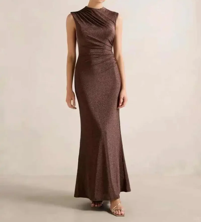 

Women's High Waist Midi Pleated Slim Fit Dr Waist Cinched Street Style Autumn Winter New Arrival Fashionable Decoration