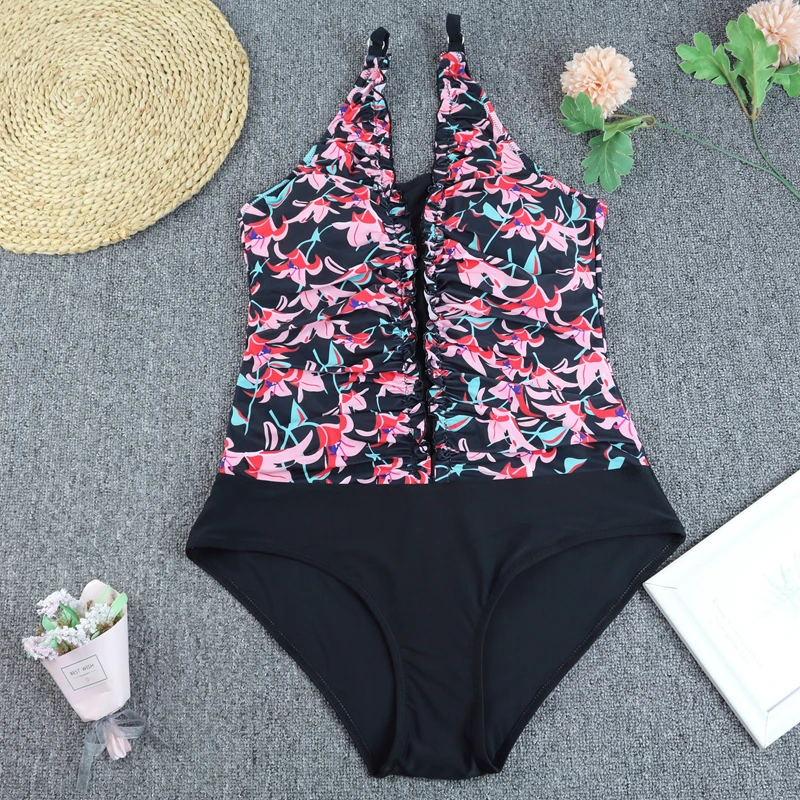 Bikini Floral One Piece Swimsuit 2026 New Swimwear Women Swimsuit Tummy Bathing Suit Beachwear Monokini Female Swimming Suits