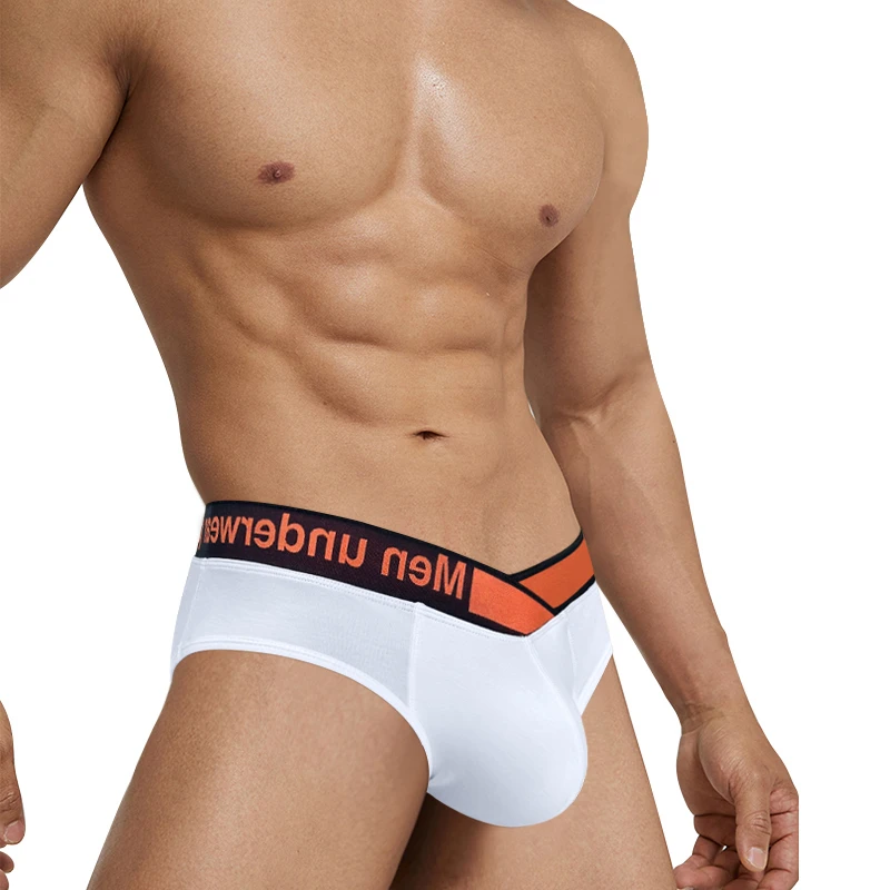 MP270 1 Pairs of Orange V-belt Briefs Sexy Gradient Laser Low Waist Comfortable Breathable Briefs Mens Underwear