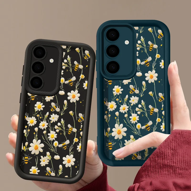 Honeybee Flower Silikon Handyhülle für Samsung Galaxy S25 Edge S24 S23 Ultra S22 Plus S25 FE A17 A56 A36 A16 A55 A15 A54 Cover