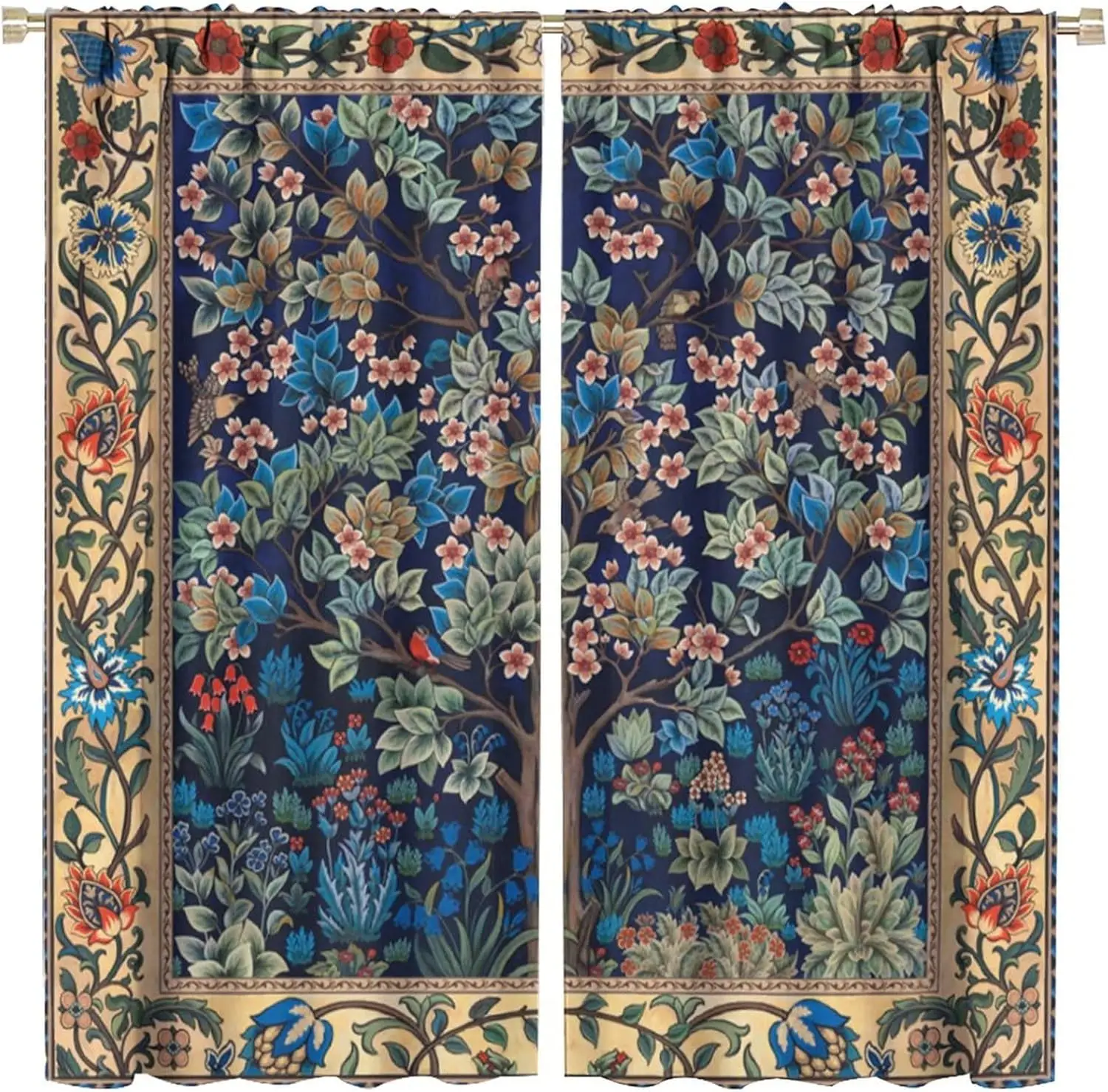 Boho Curtains William Morris Art Retro Design Pattern Printed Curtains Bedroom Living Room Kitchen Decoration Blackout Curtains