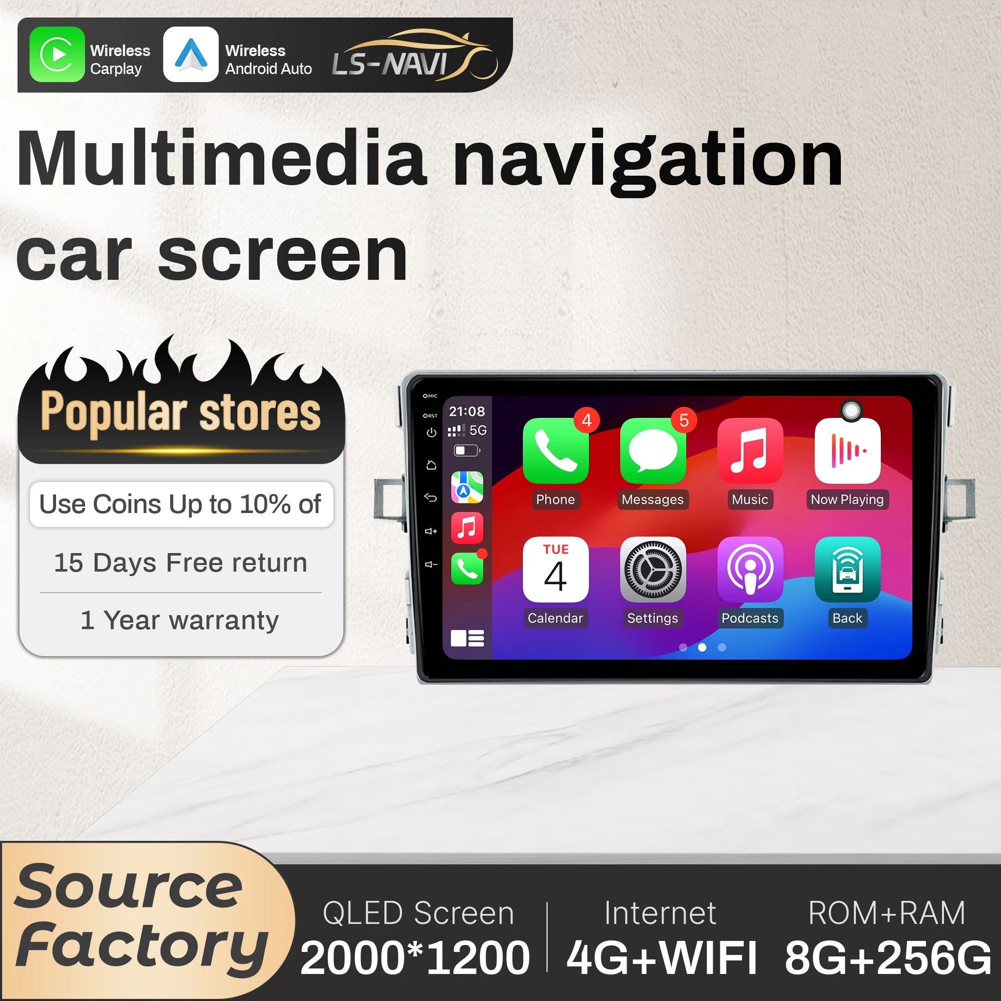 

9-дюймовый автомобильный радиоприемник для Toyota Verso R20 2009-2018 4G беспроводной Bluetooth CarPlay головное устройство сенсорный экран стерео