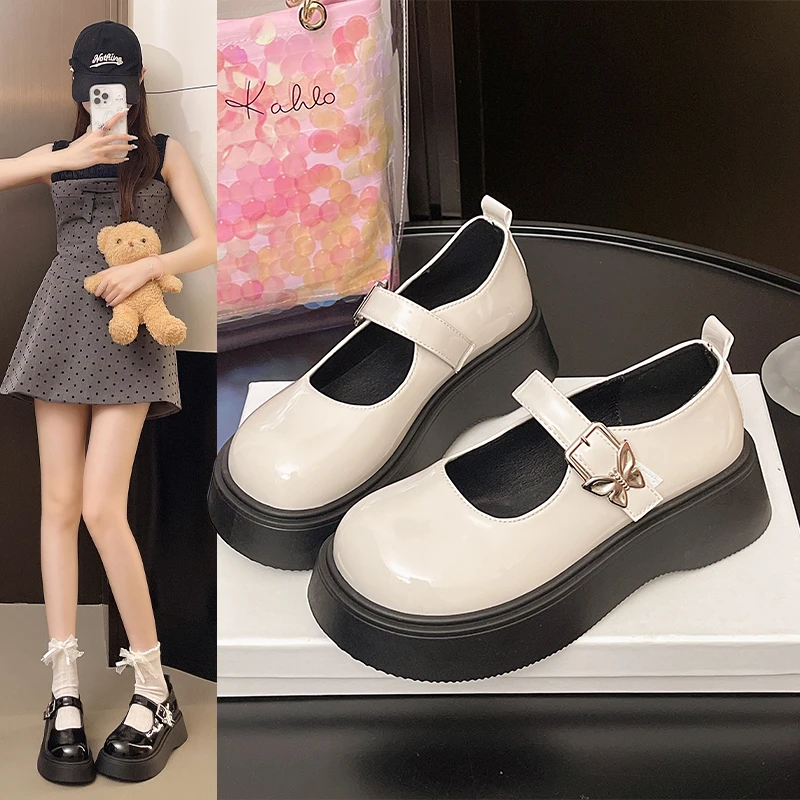 

Новинка 2024, женская обувь в стиле ретро, повседневная женская обувь на плоской подошве с круглым носком, модный стиль, универсальные туфли на мелкой платформе Женская Обувь