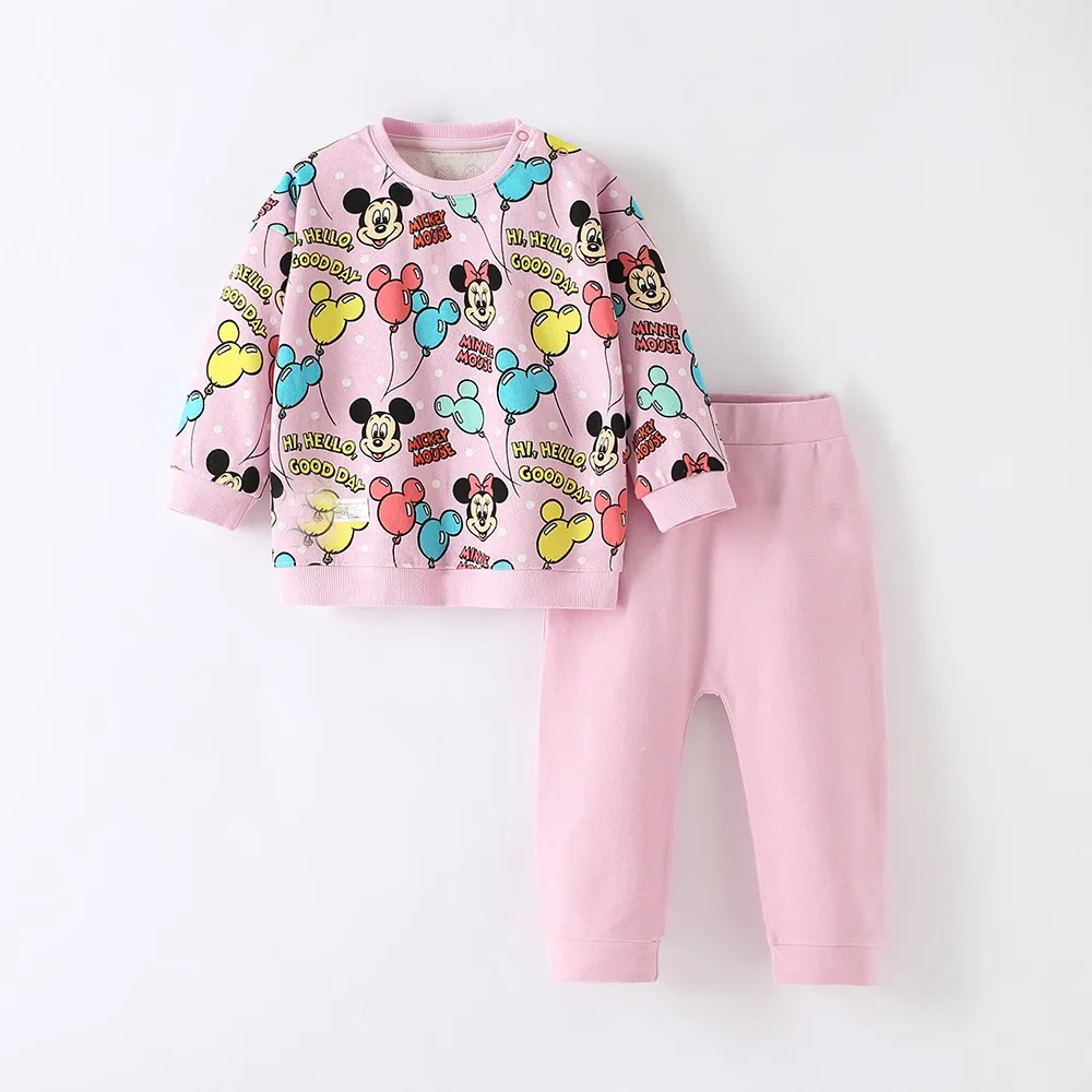 Full-printed Mickey Baby Girl Boy Long Sleeve Sweatshirt Tracksuit Spring Autumn Clothes Toddler Tops + Sweatpants 2 Piece Set