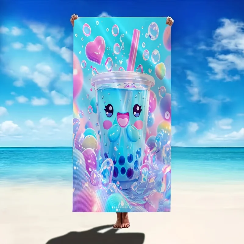 かわいいバブルハートビーチタオル-女性用-夏用プールマット-キュートなリゾートプラージュスローラグ-トロピカルプリント-美しいビーチデー-ホームデコレーション