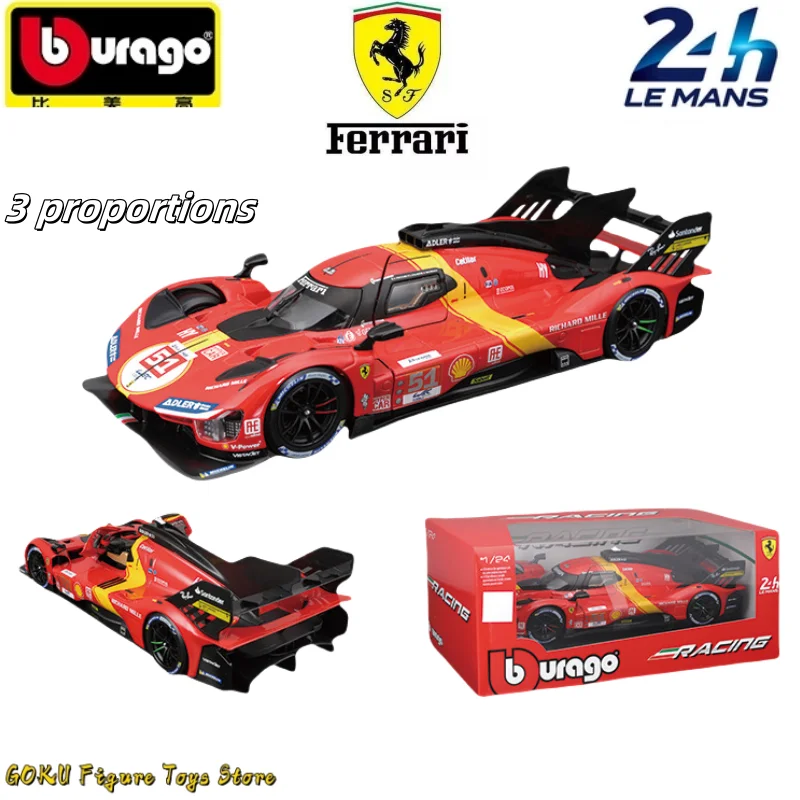 Original Bburago 1:18 1:24 1:43 Ferrari 499p Lmh #51 #50 Ferrari Model 2023 24h Le Mans Champion Ferrari Model Baking Paint Gift