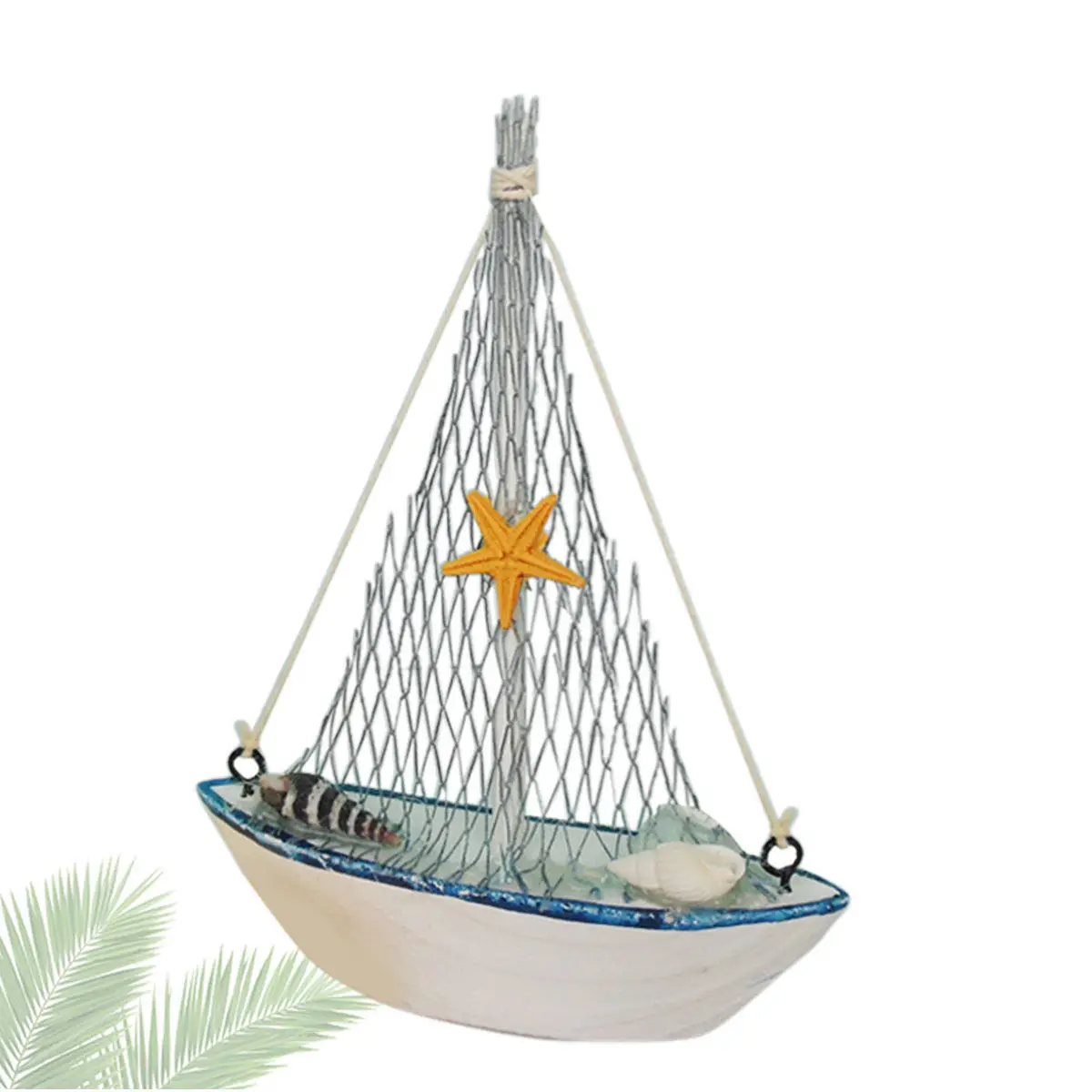 Wooden Sailboat Ornament Mediterranean Style Cartoon Lovely Small Fresh Car Desk Office Home Decor Eco Friendly Table Bedroom